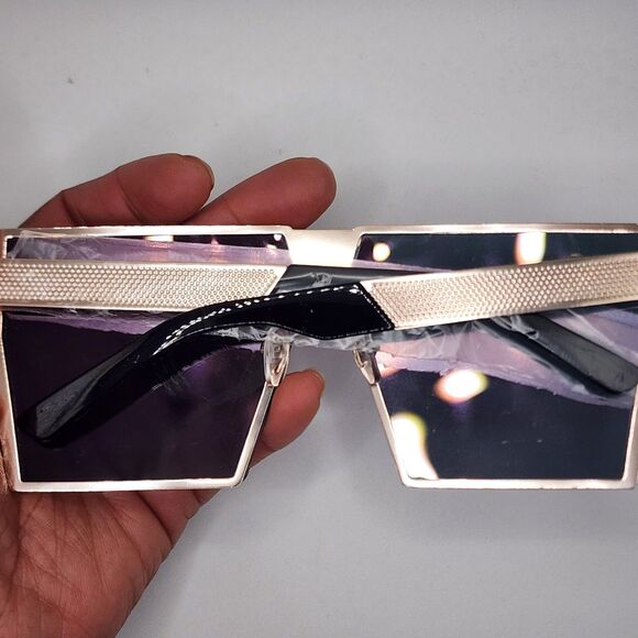 Sunglasses Oversized Large Flat Square Mirror Lens Set Of 3 Flat Top Aviator - Picture 12 of 14